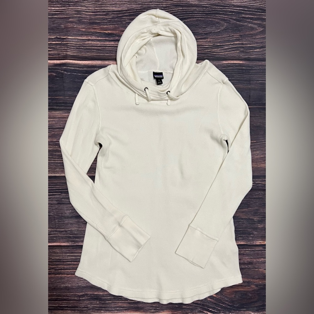 Patagonia Cream Hooded Thermal Tunic Top Hoodie Sweater Small